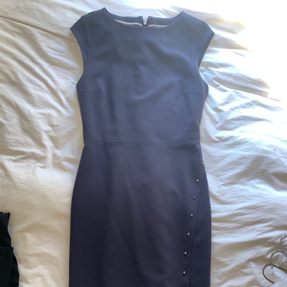 Navy Knee Length Dress - Tall